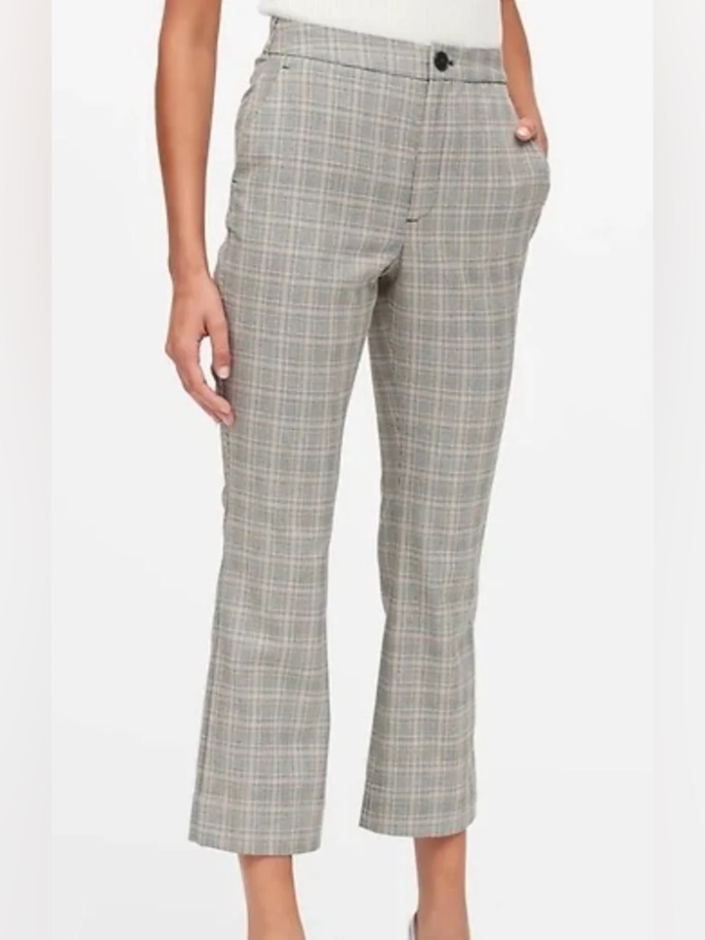 Banana Republic High-Rise Crop Flare Plaid Pant size 12 new with tags
